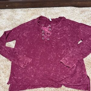 Mudd Burgundy Lace-Up Sweatshirt